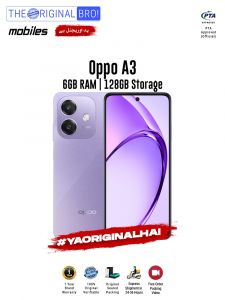 Oppo A3 - 6GB RAM - 128GB Storage - PTA Approved - 12 Months Warranty - Purple - The Original Bro Mobiles - TOB41
